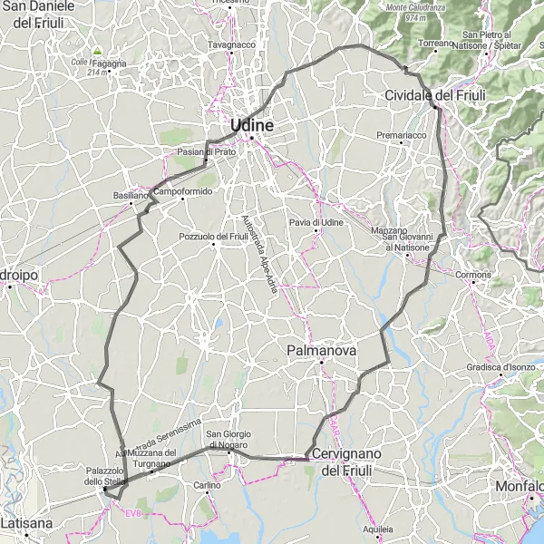 Karten-Miniaturansicht der Radinspiration "Panoramafahrt durch das Friaul" in Friuli-Venezia Giulia, Italy. Erstellt vom Tarmacs.app-Routenplaner für Radtouren