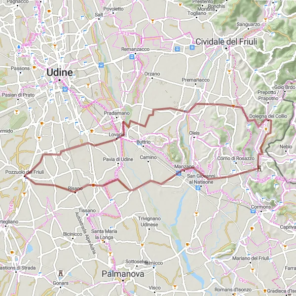 Miniatura mapy "Wyprawa Gravelowa do Manzano" - trasy rowerowej w Friuli-Venezia Giulia, Italy. Wygenerowane przez planer tras rowerowych Tarmacs.app
