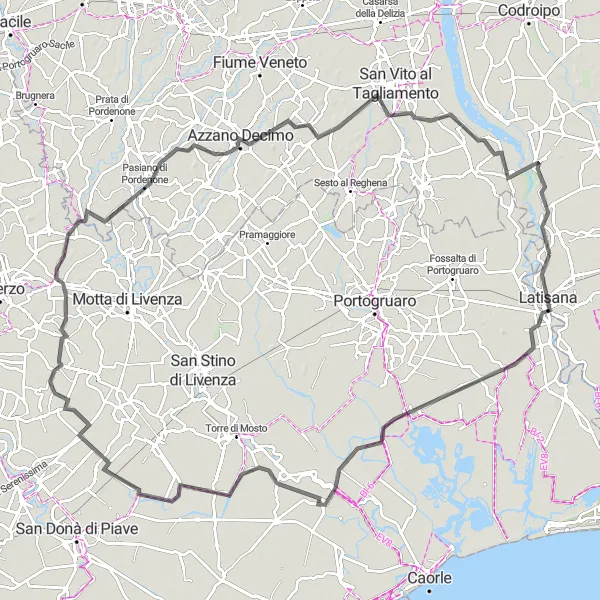 Miniatuurkaart van de fietsinspiratie "Tocht door het groene landschap van Friuli-Venezia Giulia" in Friuli-Venezia Giulia, Italy. Gemaakt door de Tarmacs.app fietsrouteplanner