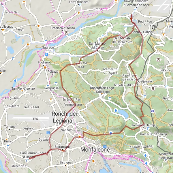 Miniatura mapy "Trasa przez San Canzian d'Isonzo" - trasy rowerowej w Friuli-Venezia Giulia, Italy. Wygenerowane przez planer tras rowerowych Tarmacs.app