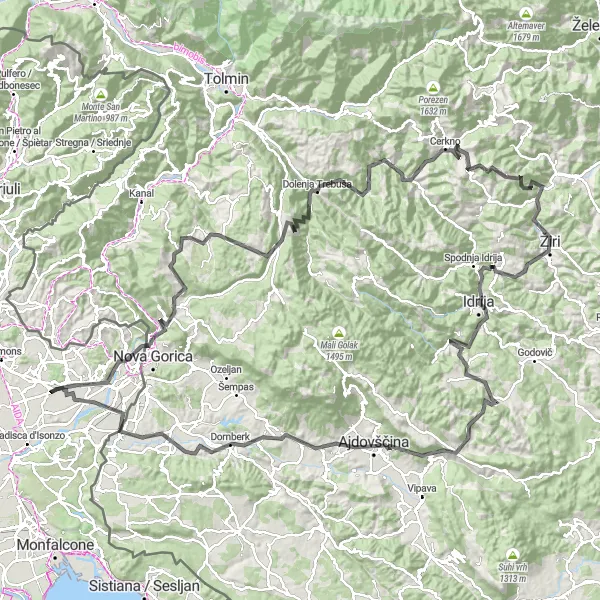 Miniatua del mapa de inspiración ciclista "Ruta de Mossa a Turn" en Friuli-Venezia Giulia, Italy. Generado por Tarmacs.app planificador de rutas ciclistas