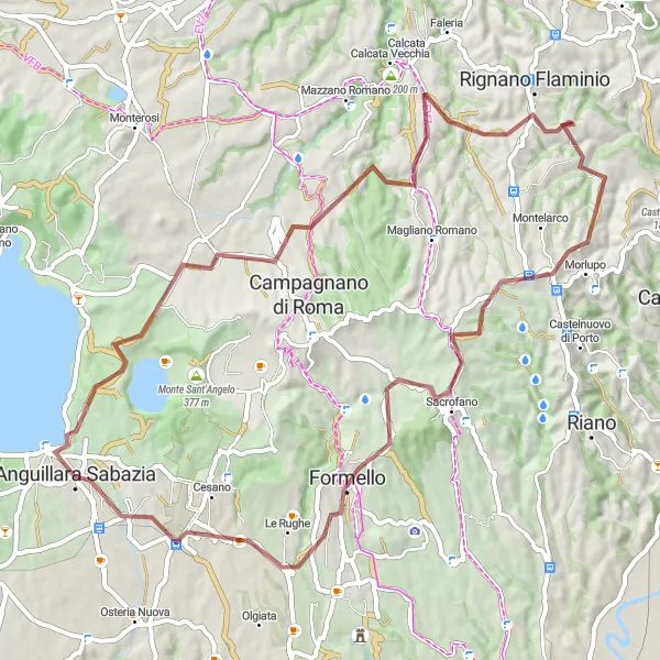 Miniatura della mappa di ispirazione al ciclismo "Il Giro del Lago di Bracciano" nella regione di Lazio, Italy. Generata da Tarmacs.app, pianificatore di rotte ciclistiche