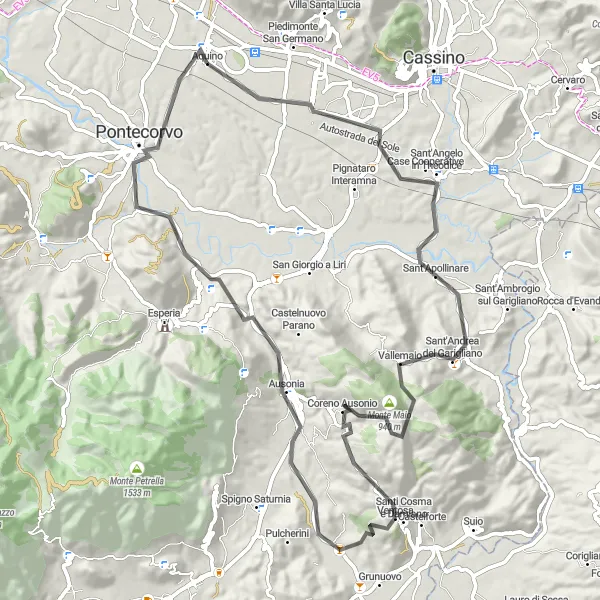 Map miniature of "Scenic Countryside Ride" cycling inspiration in Lazio, Italy. Generated by Tarmacs.app cycling route planner