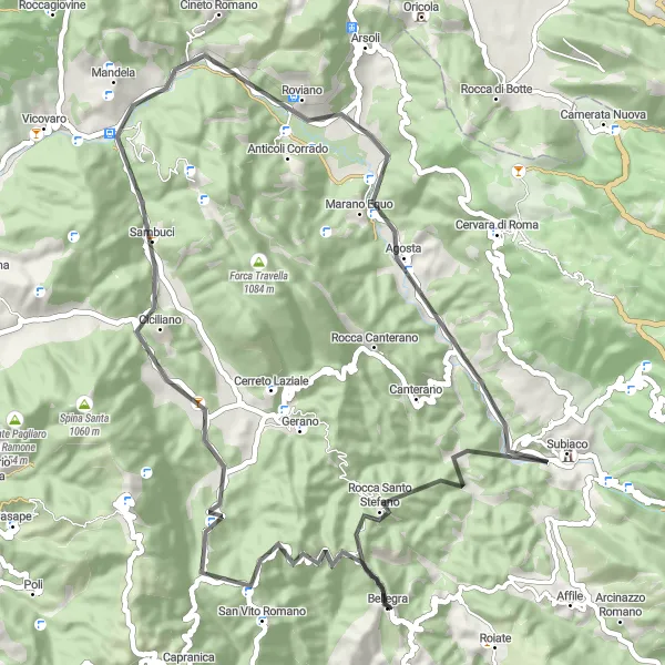 Map miniature of "Countryside Adventure" cycling inspiration in Lazio, Italy. Generated by Tarmacs.app cycling route planner