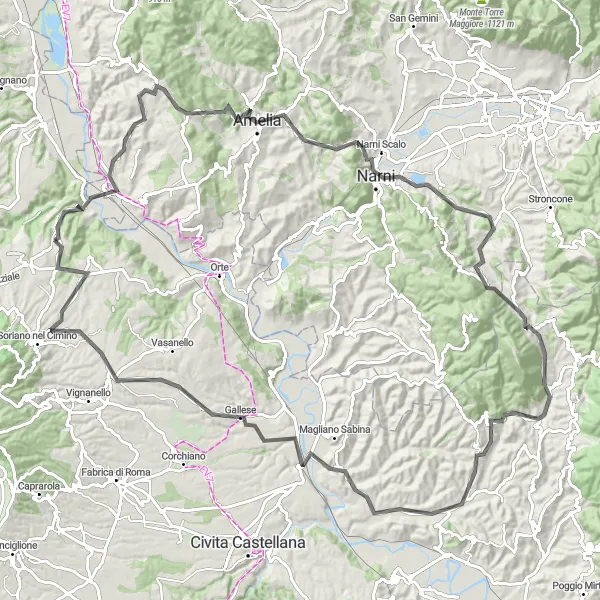 Map miniature of "Epic Mountain Challenge" cycling inspiration in Lazio, Italy. Generated by Tarmacs.app cycling route planner
