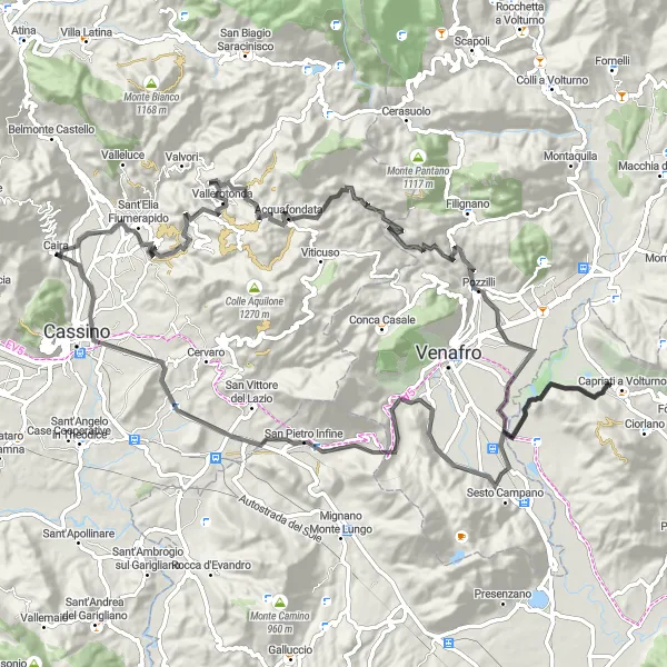 Map miniature of "Scenic Countryside Ride" cycling inspiration in Lazio, Italy. Generated by Tarmacs.app cycling route planner