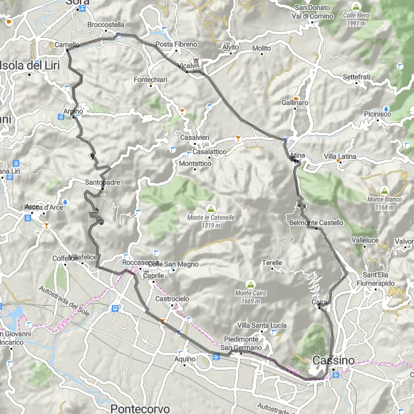Map miniature of "Historical and Scenic Route" cycling inspiration in Lazio, Italy. Generated by Tarmacs.app cycling route planner
