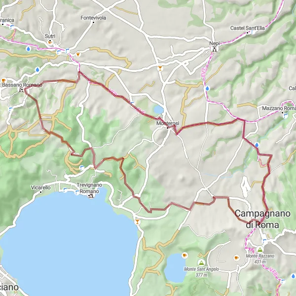 Miniatura della mappa di ispirazione al ciclismo "La Grande Avventura nei Colli Romani" nella regione di Lazio, Italy. Generata da Tarmacs.app, pianificatore di rotte ciclistiche