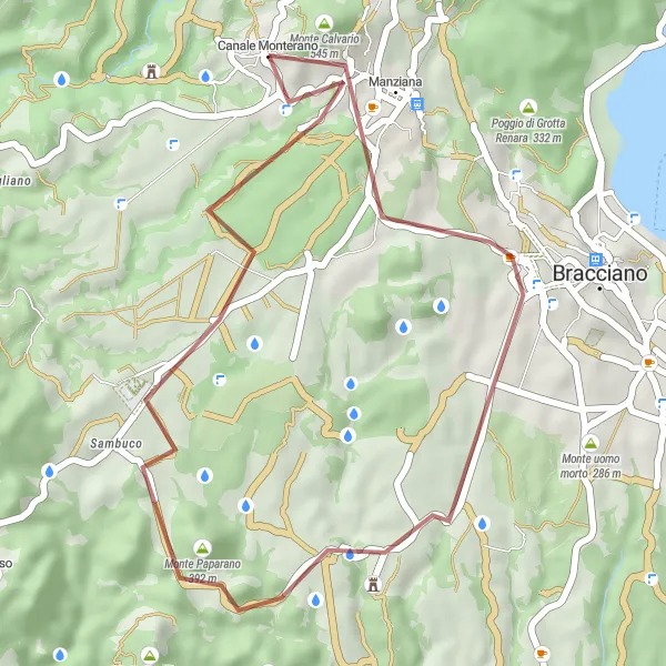 Miniatura della mappa di ispirazione al ciclismo "Esplorazione tra Monte Calvario e Monte di San Nicola" nella regione di Lazio, Italy. Generata da Tarmacs.app, pianificatore di rotte ciclistiche