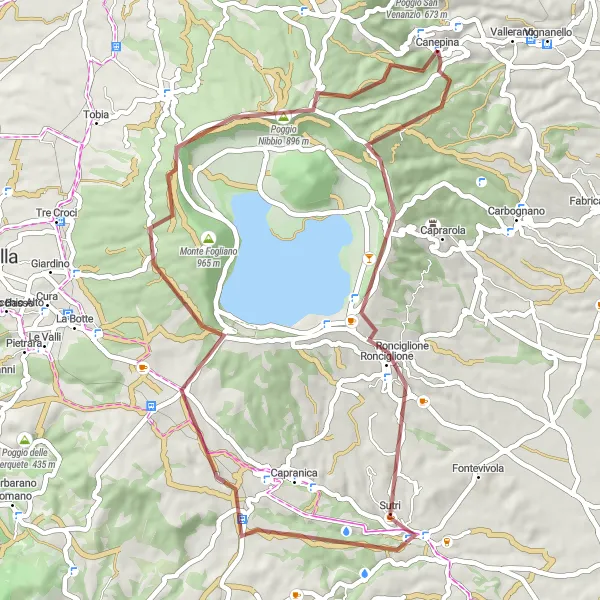 Miniatura della mappa di ispirazione al ciclismo "Giro in Gravel verso Monte di Bassano" nella regione di Lazio, Italy. Generata da Tarmacs.app, pianificatore di rotte ciclistiche