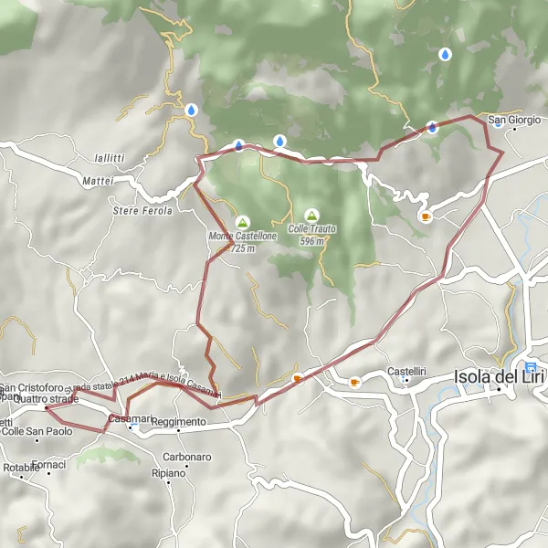 Miniatura della mappa di ispirazione al ciclismo "Gravel del Monte Castellone" nella regione di Lazio, Italy. Generata da Tarmacs.app, pianificatore di rotte ciclistiche