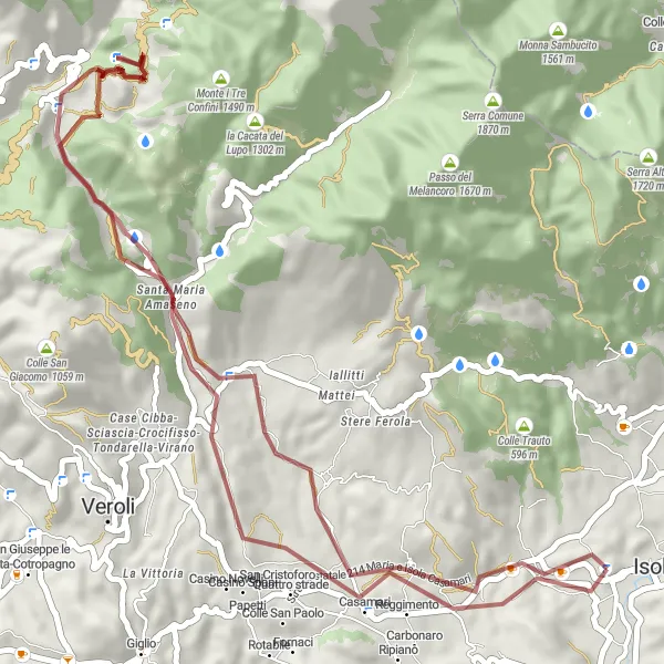Miniatura della mappa di ispirazione al ciclismo "Esplorazione breve in gravel" nella regione di Lazio, Italy. Generata da Tarmacs.app, pianificatore di rotte ciclistiche