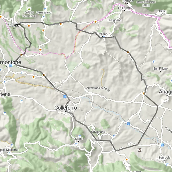 Map miniature of "Picturesque Road Ride" cycling inspiration in Lazio, Italy. Generated by Tarmacs.app cycling route planner