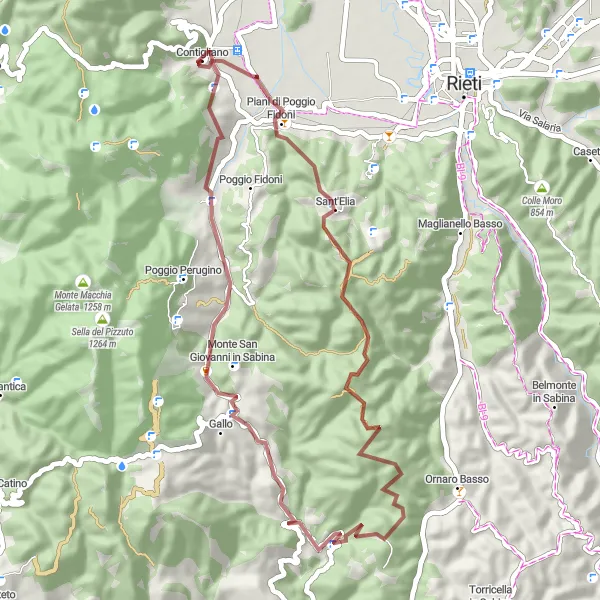 Map miniature of "Sabina Countryside Ride" cycling inspiration in Lazio, Italy. Generated by Tarmacs.app cycling route planner