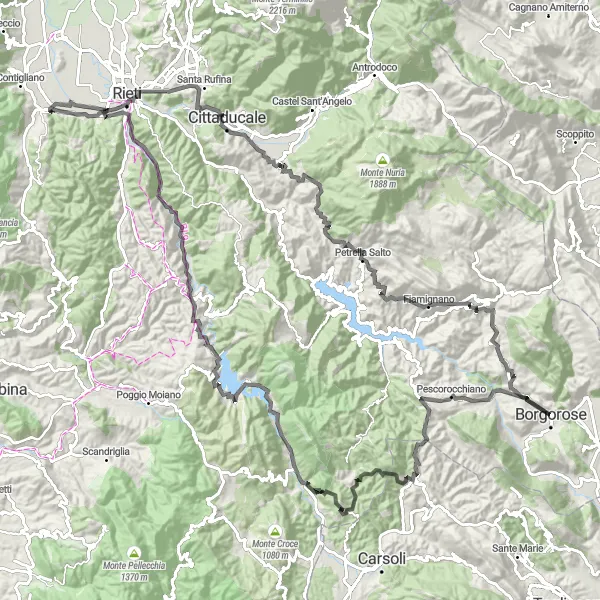 Map miniature of "Colle San Mauro Road Ride" cycling inspiration in Lazio, Italy. Generated by Tarmacs.app cycling route planner