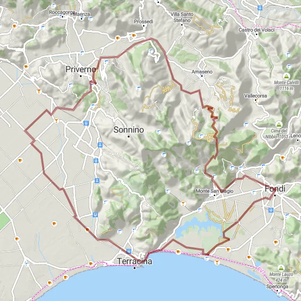 Map miniature of "Gravel Adventure" cycling inspiration in Lazio, Italy. Generated by Tarmacs.app cycling route planner