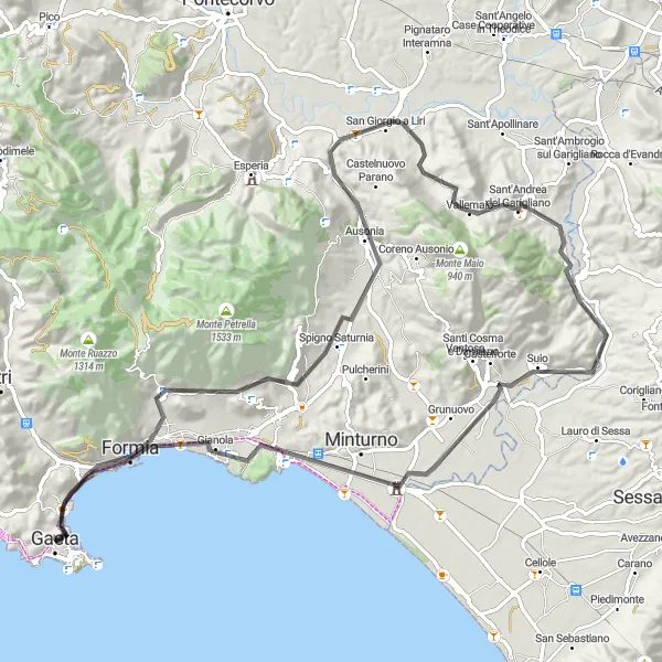 Map miniature of "Historical and Cultural Tour" cycling inspiration in Lazio, Italy. Generated by Tarmacs.app cycling route planner