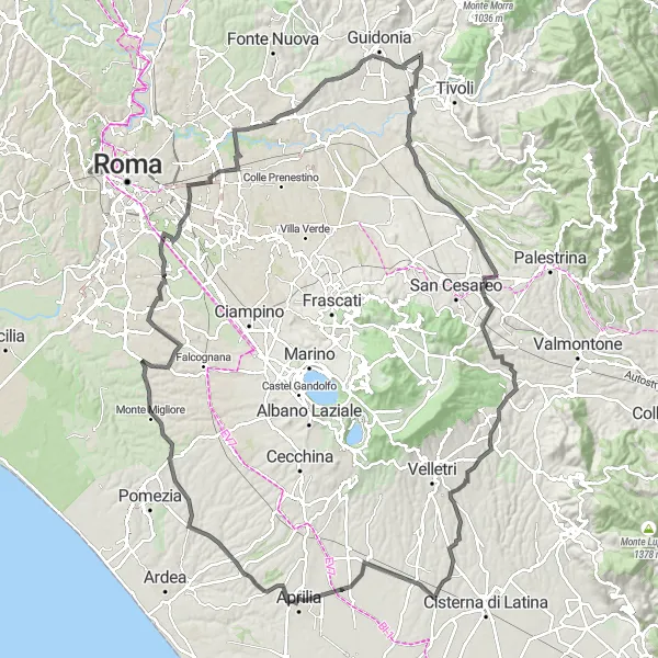 Miniatura della mappa di ispirazione al ciclismo "Traffico tra Villanova e Setteville" nella regione di Lazio, Italy. Generata da Tarmacs.app, pianificatore di rotte ciclistiche