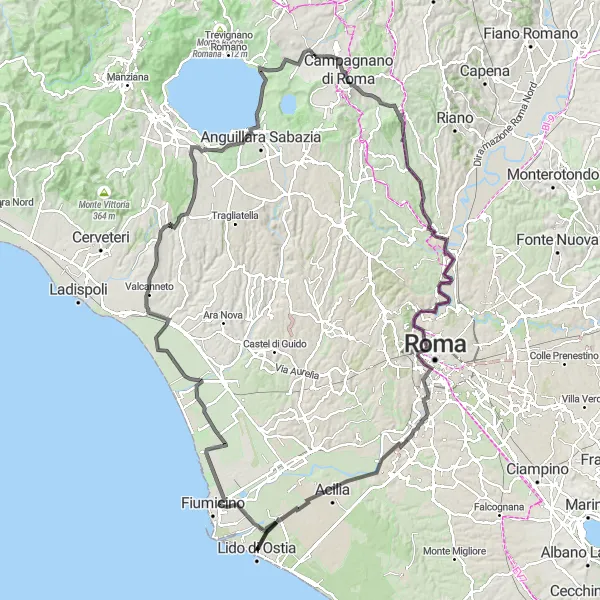 Map miniature of "The Ultimate Road Challenge" cycling inspiration in Lazio, Italy. Generated by Tarmacs.app cycling route planner