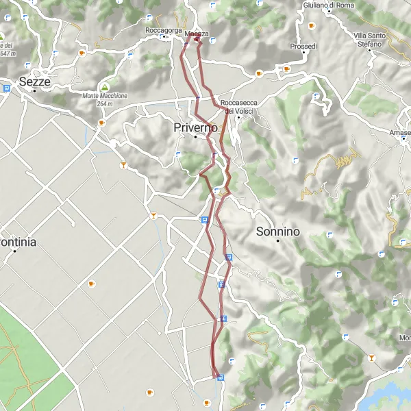 Map miniature of "The Gravel Adventure" cycling inspiration in Lazio, Italy. Generated by Tarmacs.app cycling route planner