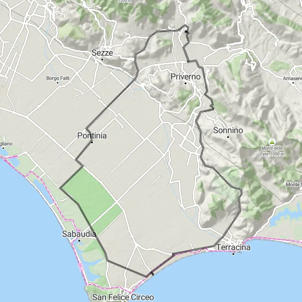 Miniatura della mappa di ispirazione al ciclismo "Tra Storia e Natura: Itinerario Stradale" nella regione di Lazio, Italy. Generata da Tarmacs.app, pianificatore di rotte ciclistiche