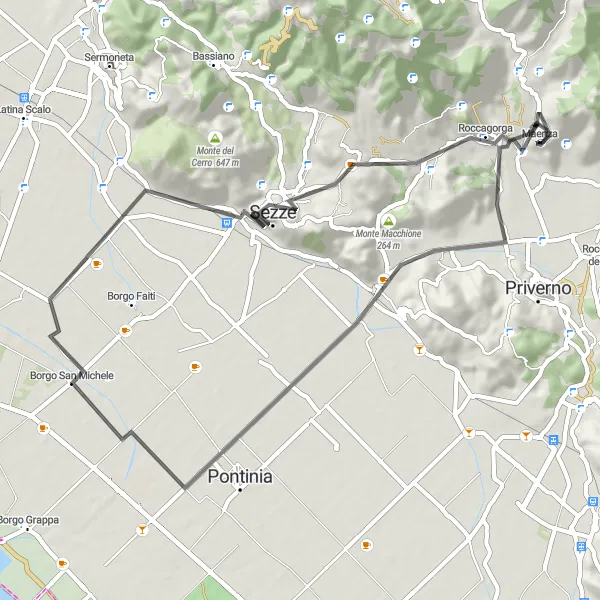 Miniatura della mappa di ispirazione al ciclismo "Il cuore dell'entroterra laziale" nella regione di Lazio, Italy. Generata da Tarmacs.app, pianificatore di rotte ciclistiche