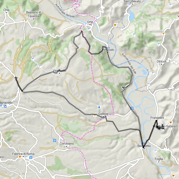 Miniatura della mappa di ispirazione al ciclismo "Da Magliano Sabina a Palazzo Solimani Mariotti" nella regione di Lazio, Italy. Generata da Tarmacs.app, pianificatore di rotte ciclistiche