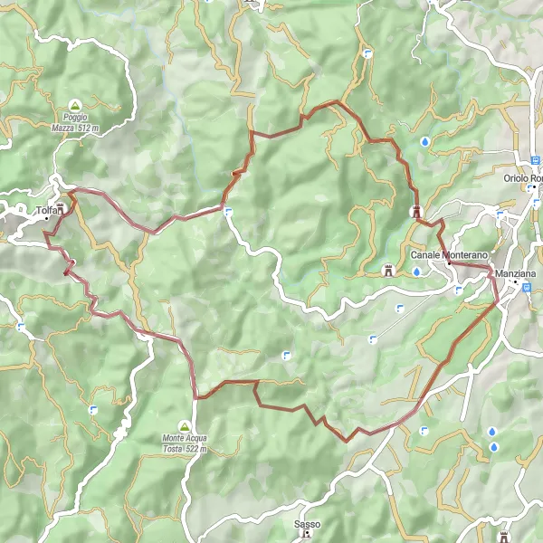 Miniatura della mappa di ispirazione al ciclismo "Esplorazione gravel a Monte Cucco" nella regione di Lazio, Italy. Generata da Tarmacs.app, pianificatore di rotte ciclistiche