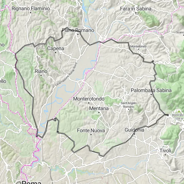 Miniatura della mappa di ispirazione al ciclismo "Avventuroso tour in bici da Marcellina a Monte Crocetta" nella regione di Lazio, Italy. Generata da Tarmacs.app, pianificatore di rotte ciclistiche