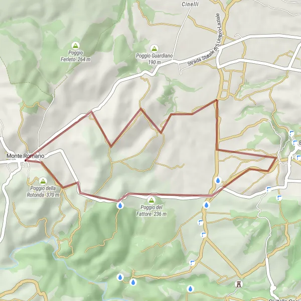 Miniatura della mappa di ispirazione al ciclismo "Avventura intorno a Monte Calvo" nella regione di Lazio, Italy. Generata da Tarmacs.app, pianificatore di rotte ciclistiche