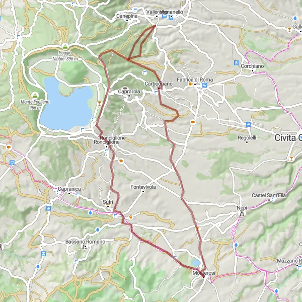 Map miniature of "Gravel Adventures" cycling inspiration in Lazio, Italy. Generated by Tarmacs.app cycling route planner