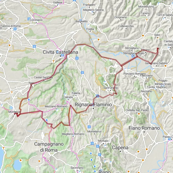 Miniatura della mappa di ispirazione al ciclismo "Tour dei Colli Lazziali" nella regione di Lazio, Italy. Generata da Tarmacs.app, pianificatore di rotte ciclistiche
