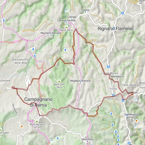 Miniatura della mappa di ispirazione al ciclismo "Tra i Monti di Lazio" nella regione di Lazio, Italy. Generata da Tarmacs.app, pianificatore di rotte ciclistiche