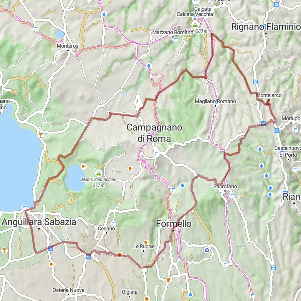 Miniatura della mappa di ispirazione al ciclismo "Tra Sacrofano e Anguillara Sabazia" nella regione di Lazio, Italy. Generata da Tarmacs.app, pianificatore di rotte ciclistiche