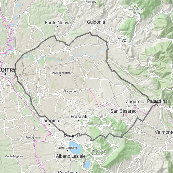 Miniatura della mappa di ispirazione al ciclismo "Esperienza culturale al Monte Cavo" nella regione di Lazio, Italy. Generata da Tarmacs.app, pianificatore di rotte ciclistiche