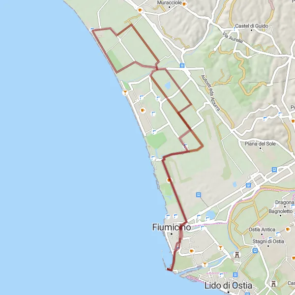 Map miniature of "Passoscuro Gravel Adventure" cycling inspiration in Lazio, Italy. Generated by Tarmacs.app cycling route planner
