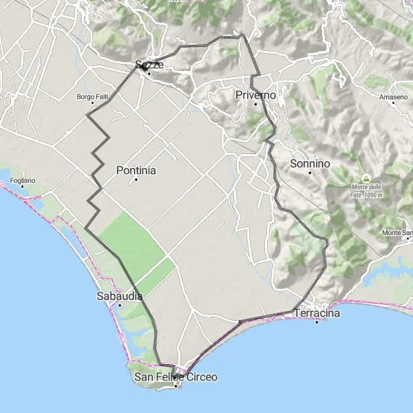 Miniatura della mappa di ispirazione al ciclismo "Strada dei Castelli" nella regione di Lazio, Italy. Generata da Tarmacs.app, pianificatore di rotte ciclistiche