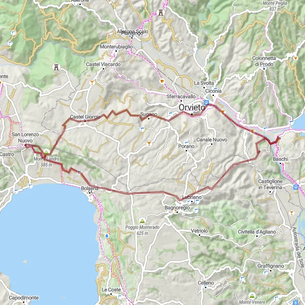 Miniatura della mappa di ispirazione al ciclismo "Percorso in bicicletta gravel da San Lorenzo Nuovo a Bolsena" nella regione di Lazio, Italy. Generata da Tarmacs.app, pianificatore di rotte ciclistiche