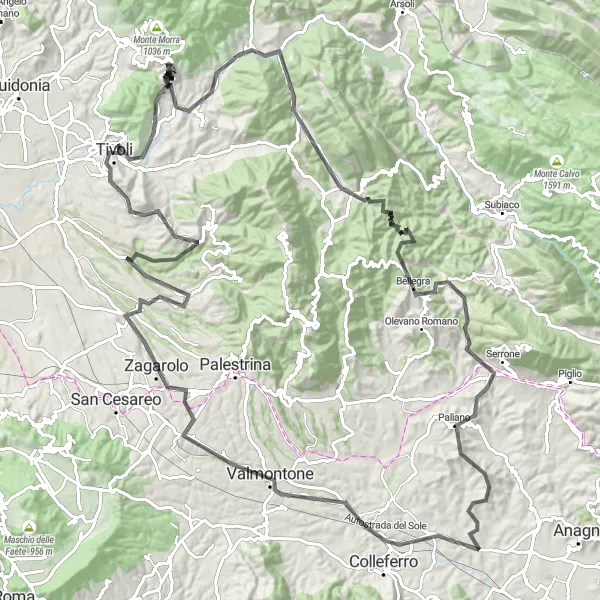 Map miniature of "The Ultimate Challenge" cycling inspiration in Lazio, Italy. Generated by Tarmacs.app cycling route planner