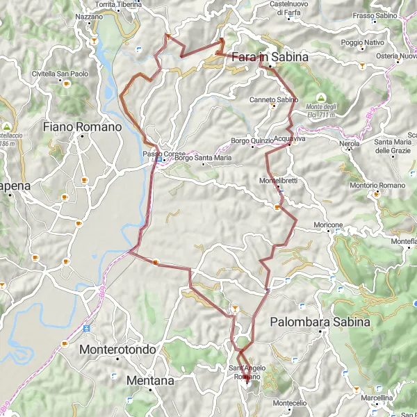 Miniatura della mappa di ispirazione al ciclismo "Avventura tra Colline e Monti" nella regione di Lazio, Italy. Generata da Tarmacs.app, pianificatore di rotte ciclistiche