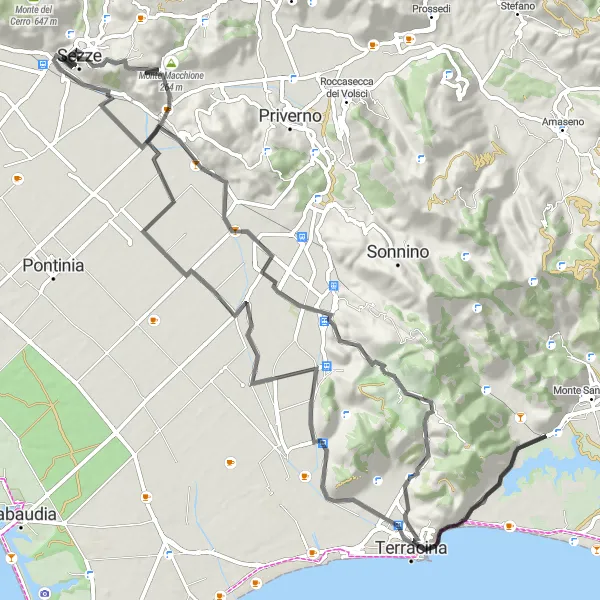 Map miniature of "The Monte Macchione Challenge" cycling inspiration in Lazio, Italy. Generated by Tarmacs.app cycling route planner