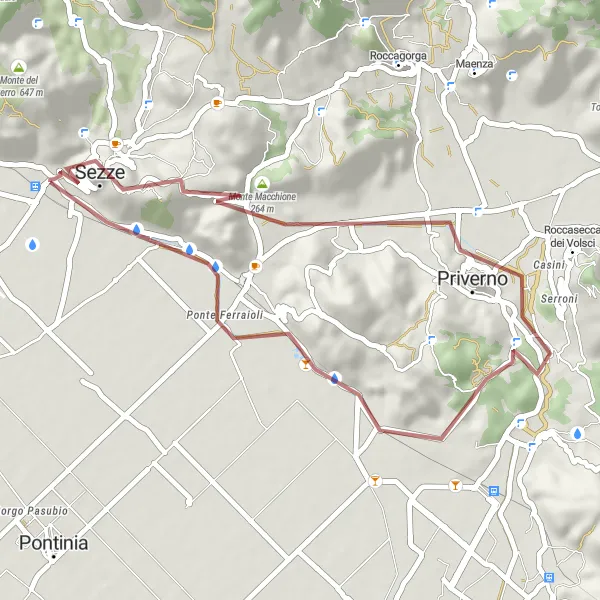 Miniatura della mappa di ispirazione al ciclismo "Strade sterrate nei Monti Lepini" nella regione di Lazio, Italy. Generata da Tarmacs.app, pianificatore di rotte ciclistiche