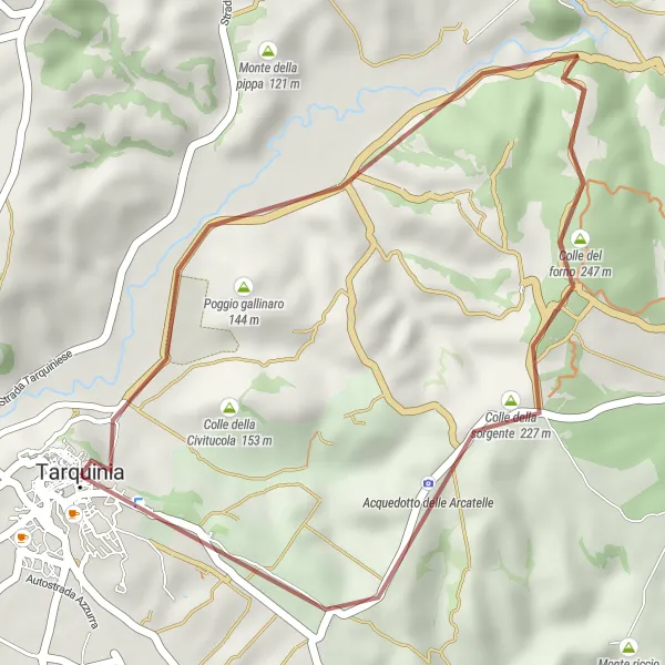Miniatura della mappa di ispirazione al ciclismo "Gravel a Colle del forno" nella regione di Lazio, Italy. Generata da Tarmacs.app, pianificatore di rotte ciclistiche