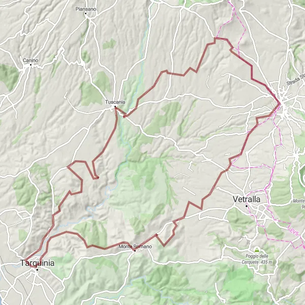 Miniatura della mappa di ispirazione al ciclismo "Natura e storia nel cuore del Lazio" nella regione di Lazio, Italy. Generata da Tarmacs.app, pianificatore di rotte ciclistiche
