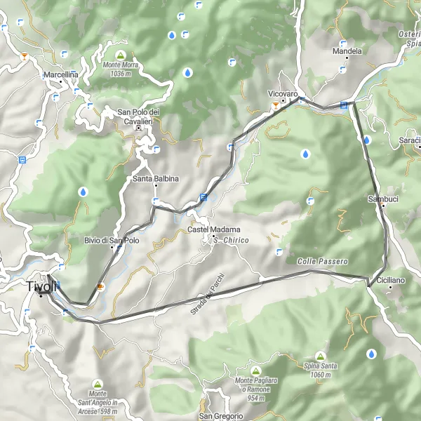 Map miniature of "Monte Catillo Adventure" cycling inspiration in Lazio, Italy. Generated by Tarmacs.app cycling route planner