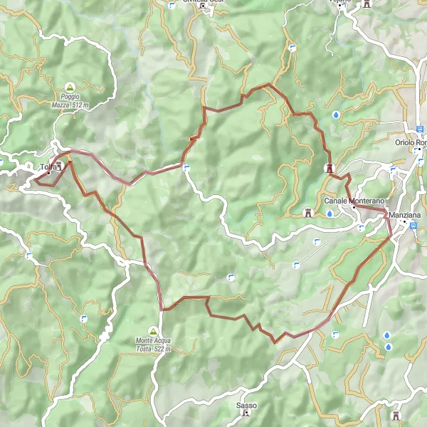 Map miniature of "Scenic Countryside and Ancient Ruins" cycling inspiration in Lazio, Italy. Generated by Tarmacs.app cycling route planner