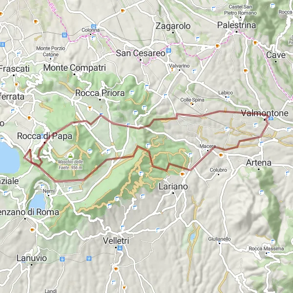 Miniatura della mappa di ispirazione al ciclismo "Giro Gravel del Monte Algido" nella regione di Lazio, Italy. Generata da Tarmacs.app, pianificatore di rotte ciclistiche