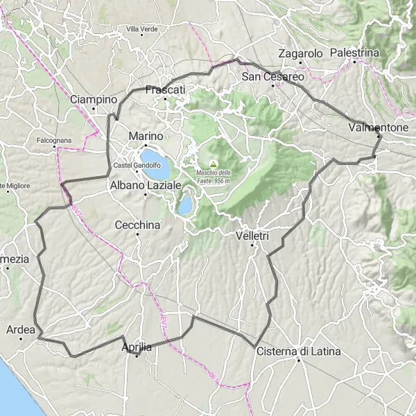 Miniatura della mappa di ispirazione al ciclismo "Giro Stradale Lariano - Labico da Valmontone" nella regione di Lazio, Italy. Generata da Tarmacs.app, pianificatore di rotte ciclistiche