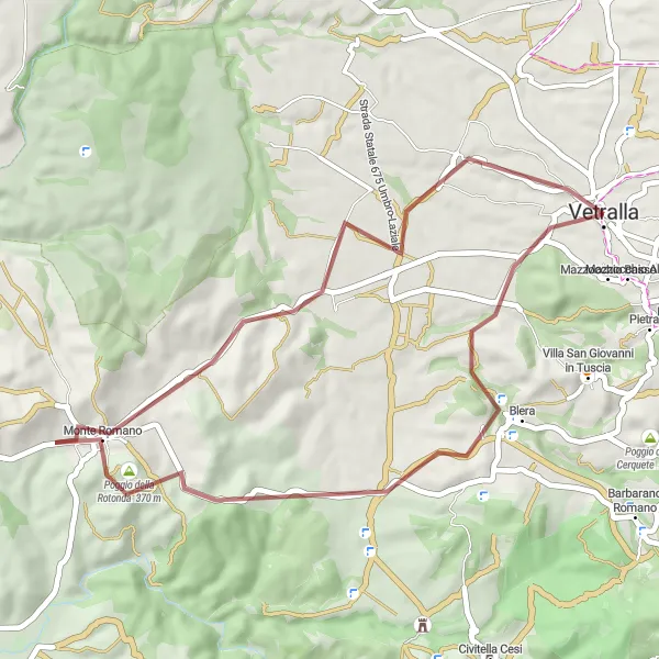 Map miniature of "Selvasecca Loop" cycling inspiration in Lazio, Italy. Generated by Tarmacs.app cycling route planner