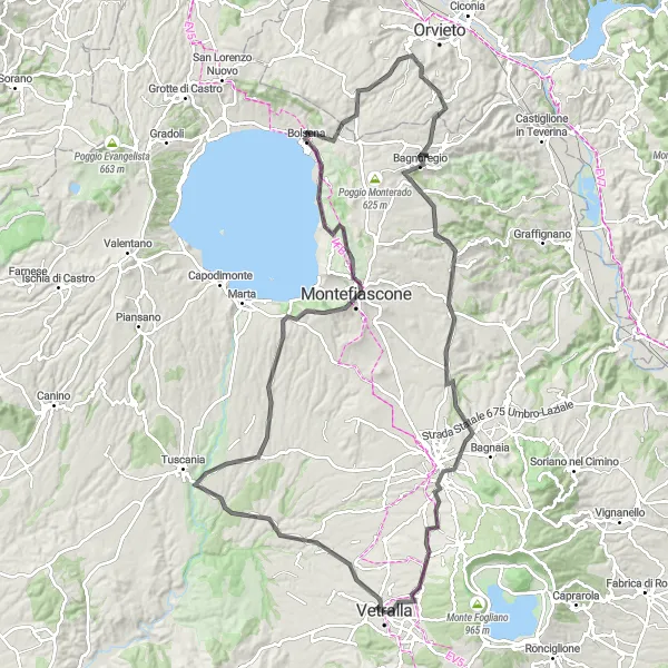 Map miniature of "Mountain Adventure" cycling inspiration in Lazio, Italy. Generated by Tarmacs.app cycling route planner